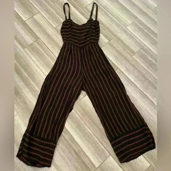 FAITHFULL THE BRAND | Guanabo Jumpsuit in Espresso Mazur Stripe, Size Medium - Picture 4 of 9